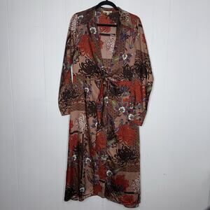Gimmicks BKE Women’s Satin Duster Kimono Boho Floral Size Large